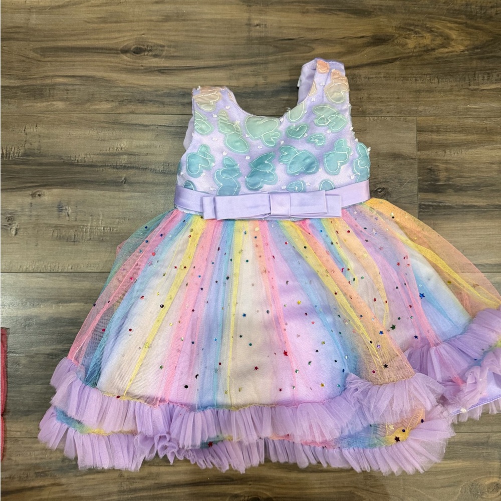 Colorful Rainbow Dress with Bow
